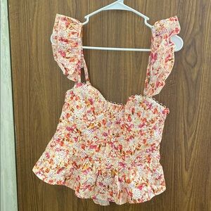 ASTR the label Baylin Floral Peplum Top